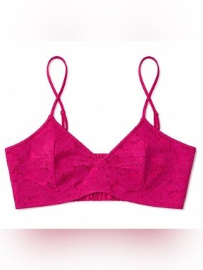 NWT Just Bee Queen Fuchsia Lace Crop Cami Top